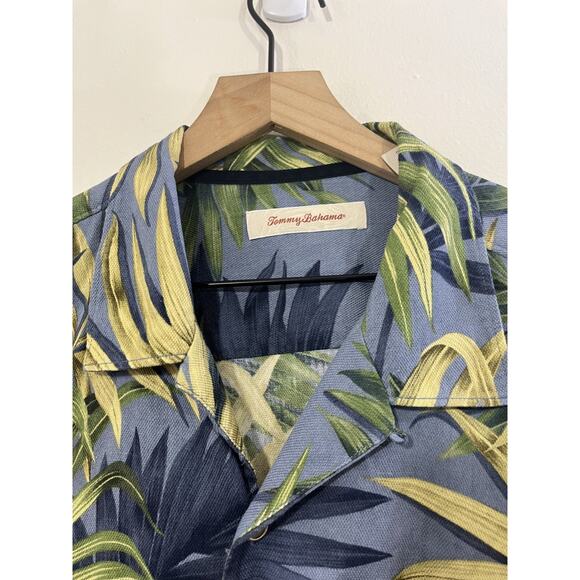 Tommy Bahama Tropical Palm Silk Camp Shirt XL Resort Loop Collar Beach Hawaiian - Picture 3 of 11